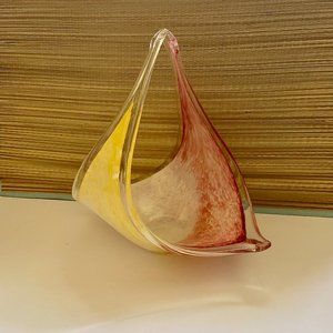 Hand blown unique glass dish